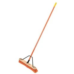 Leonard Dual-Bristle Push Broom, 24-Inch Wide Block With Steel Handle