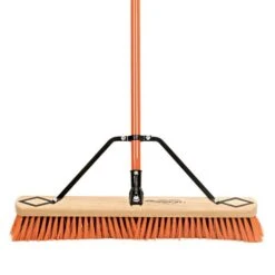 Leonard Dual-Bristle Push Broom, 24-Inch Wide Block With Steel Handle -Garden Tools 2624 2