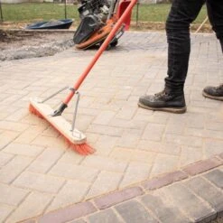 Leonard Dual-Bristle Push Broom, 24-Inch Wide Block With Steel Handle -Garden Tools 2624 5