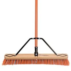Leonard Fine-Bristle Push Broom, 24-Inch Wide Block With Steel Handle -Garden Tools 2824 2