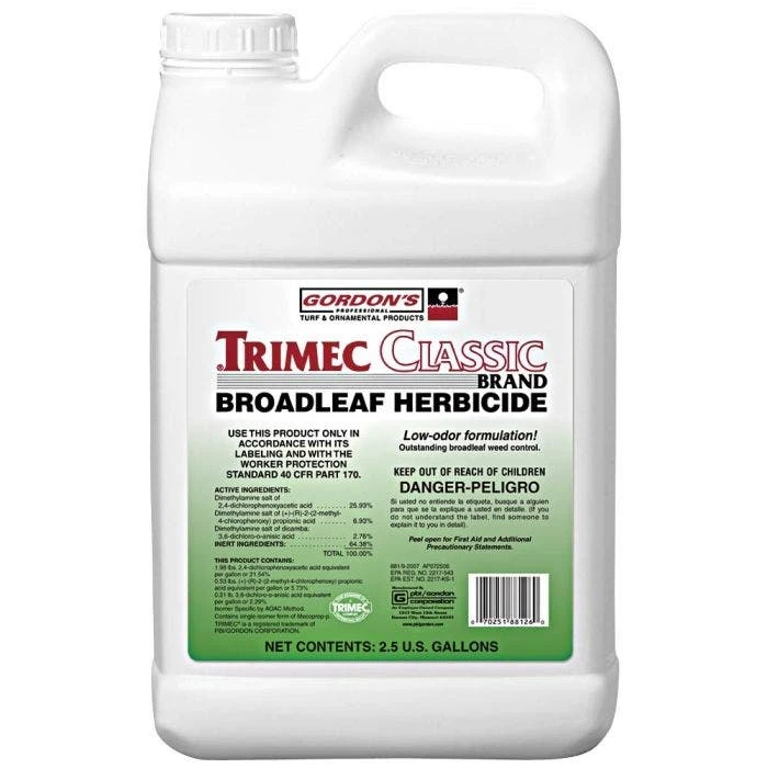 Low-Odor Trimec Classic Post-Emergent Broadleaf Herbicide For Turf, 2.5 Gallons 1 Low-Odor Trimec Classic Post-Emergent Broadleaf Herbicide For Turf, 2.5 Gallons
