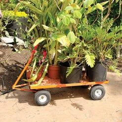 Leonard Pull-Style 4-Wheeled Nursery Cart With 2-Foot X 4-Foot Deck And Flat-Free Tires -Garden Tools f2448wg 3 1
