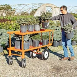 Leonard 2-Foot By 5-Foot Push-Style Nursery Cart With 18-Inch Shelf -Garden Tools f2460hfw 3