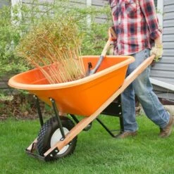 Leonard 6-Cubic-Foot Capacity Poly Tray Wheelbarrow With Narrow, Diamond Tread Tire -Garden Tools fwb6k 3