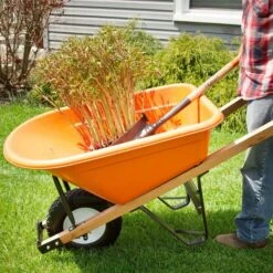 Leonard 6-Cubic-Foot Capacity Poly Tray Wheelbarrow With Narrow, Diamond Tread Tire -Garden Tools fwb6k 4