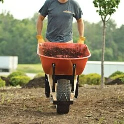 Leonard 6 Cubic Foot Capacity Steel Tray Wheelbarrow With Flat Free Tire -Garden Tools fwbst6 5 1