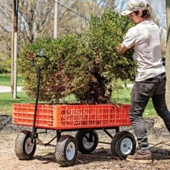 Leonard Orange Utility Wagon, 30in X 46in X 7.5in Tray -Garden Tools gw45 5 1