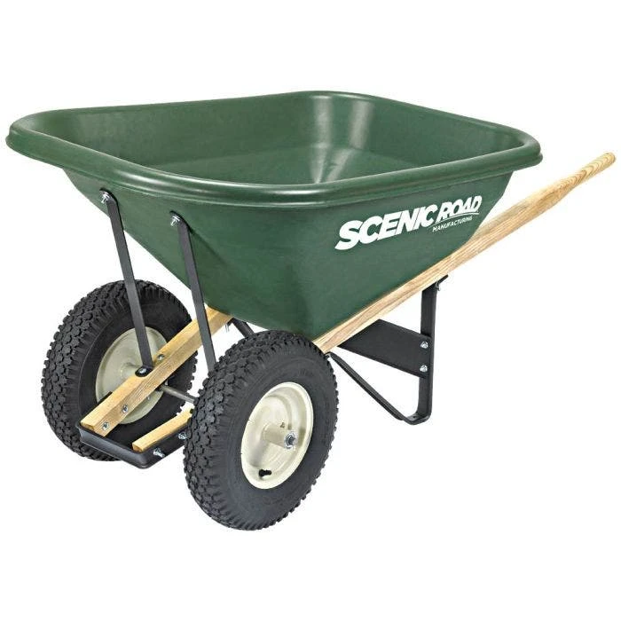 Scenic Lane 8 Cubic Foot Wheelbarrow Double Tire 1 Scenic Lane 8 Cubic Foot Wheelbarrow Double Tire