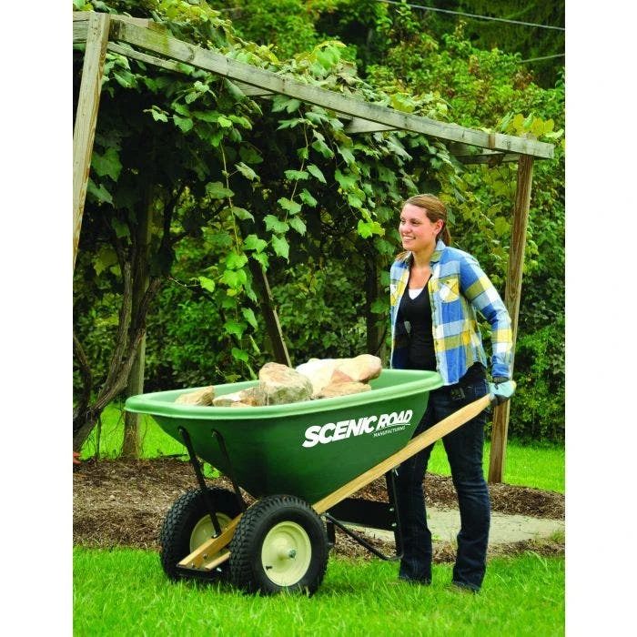 Scenic Lane 8 Cubic Foot Wheelbarrow Double Tire 2 Scenic Lane 8 Cubic Foot Wheelbarrow Double Tire - Image 2