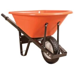 Leonard 6 Cubic Foot Poly Tray Wheelbarrows With Steel Handles -Garden Tools vp wbs 4