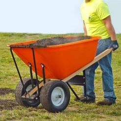 Leonard 2-Wheeled, 10-Cubic-Foot Capacity Poly Tray Wheelbarrow With Pneumatic Tires -Garden Tools wb10 5 1