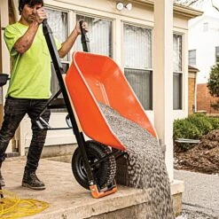 Leonard 6-Cubic-Foot Capacity Steel Tray Wheelbarrow With Pneumatic Tire -Garden Tools wbst6 4 1