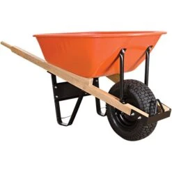 Leonard 6-Cubic-Foot Capacity Steel Tray Wheelbarrow With Pneumatic Tire